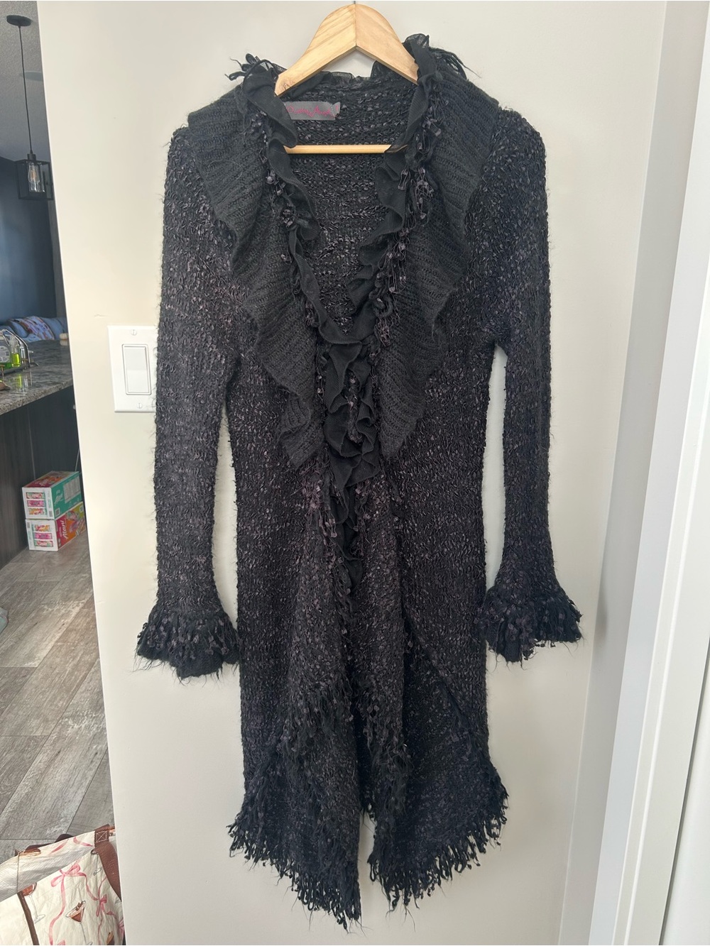 Vintage Y2K Silk Ruffled Open-Front Women’s Sweater Cardigan